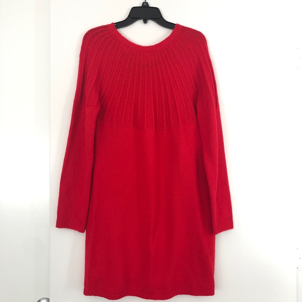 NWT Francesca’s Red Sweater Dress with Black Bow (Small)